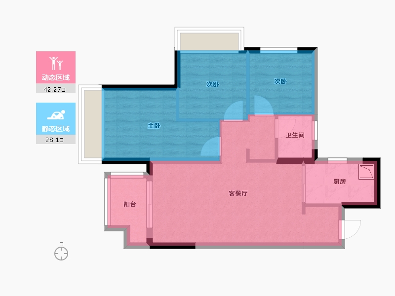 广西壮族自治区-南宁市-龙湖金科盛天叁仟悦-62.35-户型库-动静分区