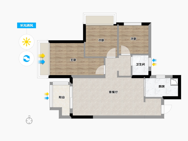 广西壮族自治区-南宁市-龙湖金科盛天叁仟悦-62.35-户型库-采光通风