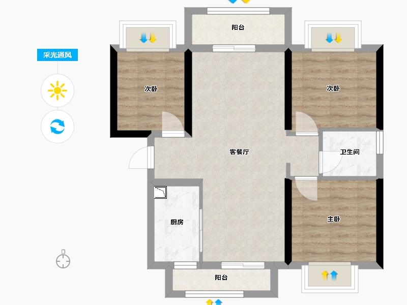 广西壮族自治区-南宁市-南宁宝能城-64.10-户型库-采光通风