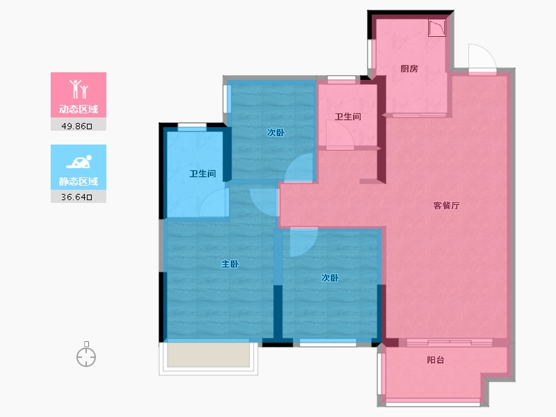 广西壮族自治区-南宁市-龙湖金科盛天叁仟悦-77.00-户型库-动静分区