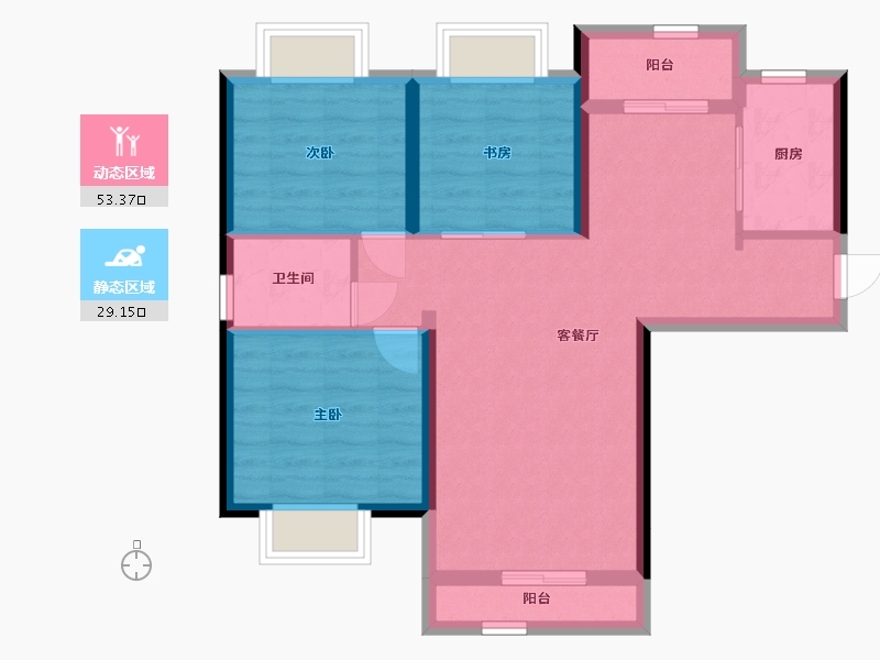 广西壮族自治区-南宁市-吉祥凤景湾-73.49-户型库-动静分区