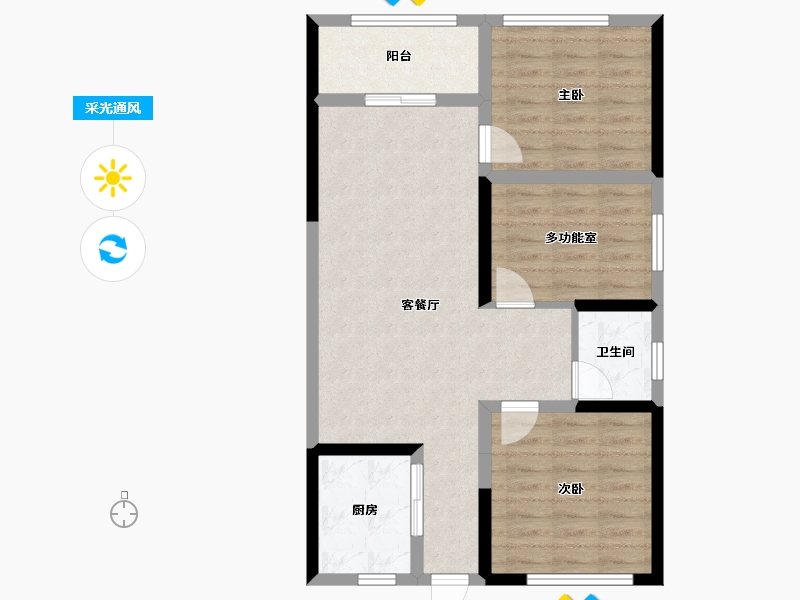 海南省-三亚市-水三千-74.63-户型库-采光通风