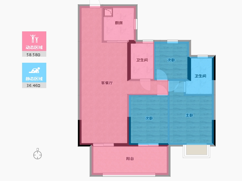 广西壮族自治区-南宁市-奥园瀚德棠悦府-85.06-户型库-动静分区