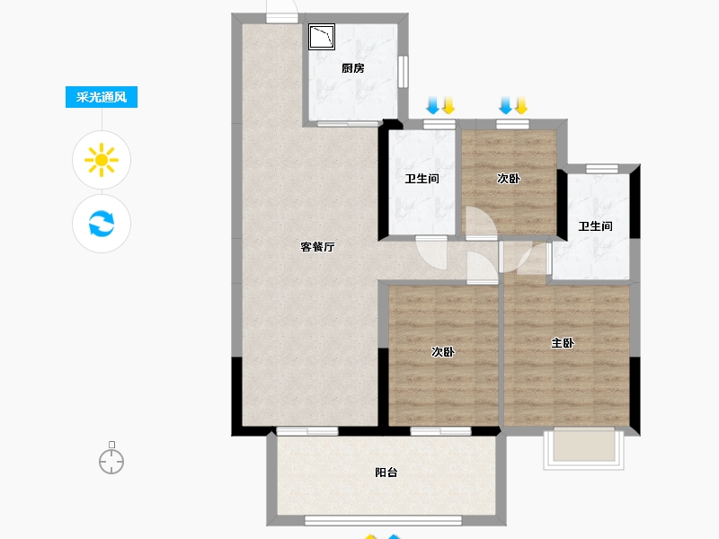 广西壮族自治区-南宁市-奥园瀚德棠悦府-85.06-户型库-采光通风