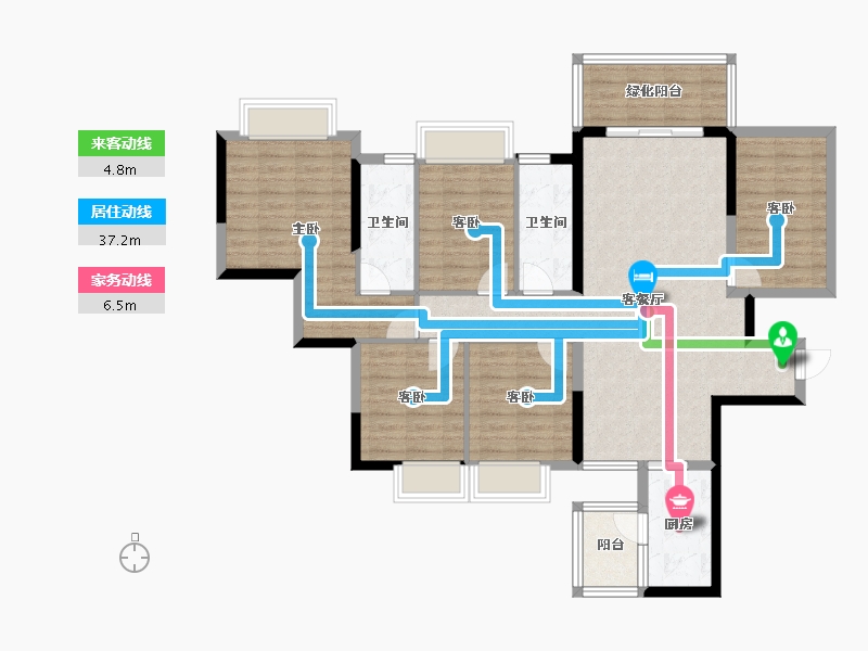 广西壮族自治区-南宁市-大和平华西茗城-113.97-户型库-动静线