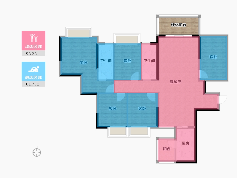 广西壮族自治区-南宁市-大和平华西茗城-113.97-户型库-动静分区