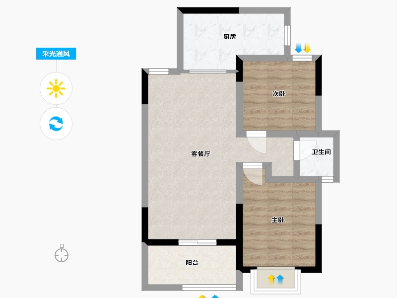 广西壮族自治区-北海市-汇联·海湾明珠二期-60.93-户型库-采光通风