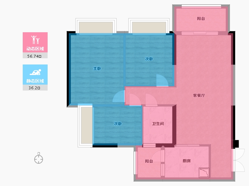 广东省-中山市-钱隆华府-83.49-户型库-动静分区