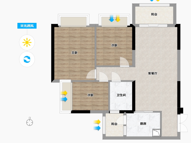 广东省-中山市-钱隆华府-83.49-户型库-采光通风