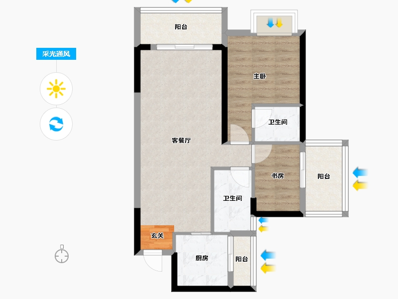 广东省-潮州市-滨江华府-67.26-户型库-采光通风