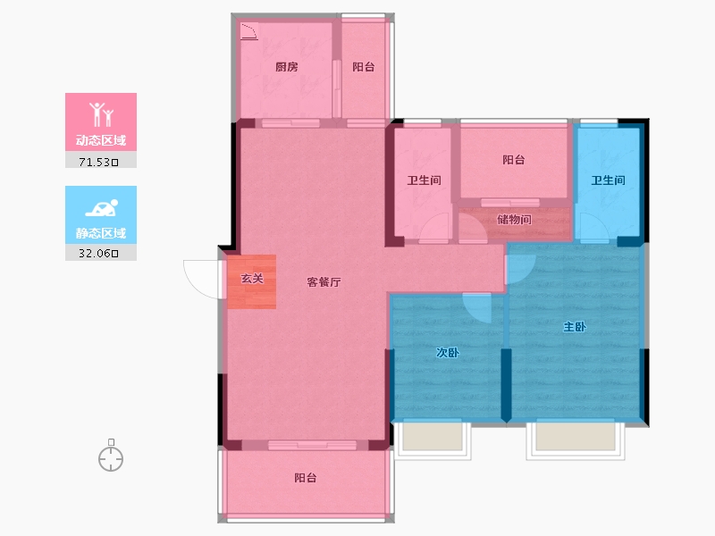 广东省-潮州市-滨江华府-92.53-户型库-动静分区