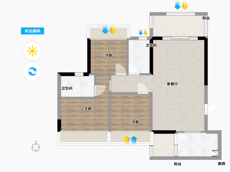 广东省-中山市-中铭新达城-72.65-户型库-采光通风