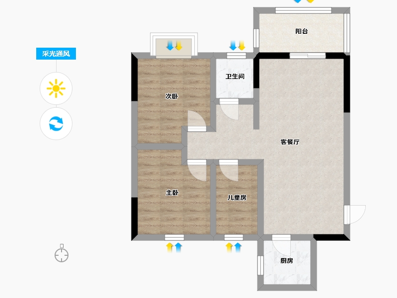 广西壮族自治区-北海市-汇联·海湾明珠二期-69.79-户型库-采光通风