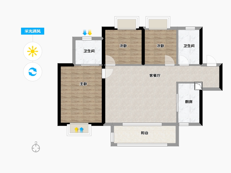 广西壮族自治区-北海市-北海新城吾悦广场-88.00-户型库-采光通风