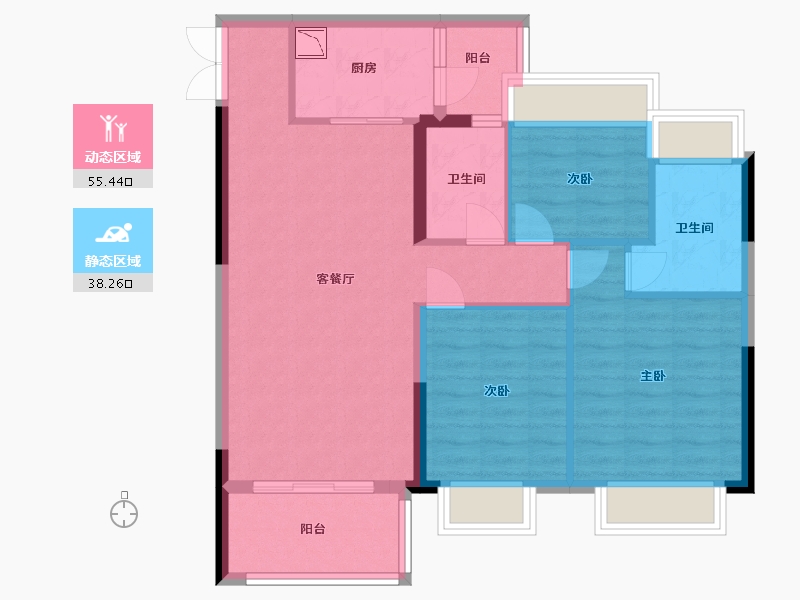 广东省-中山市-钱隆华府-84.00-户型库-动静分区