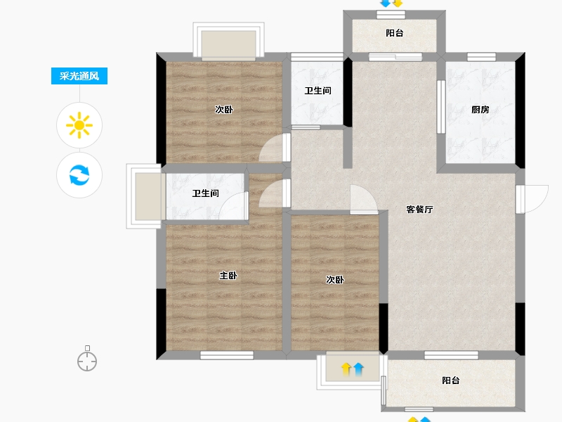 广西壮族自治区-北海市-中安·止泊园-81.09-户型库-采光通风