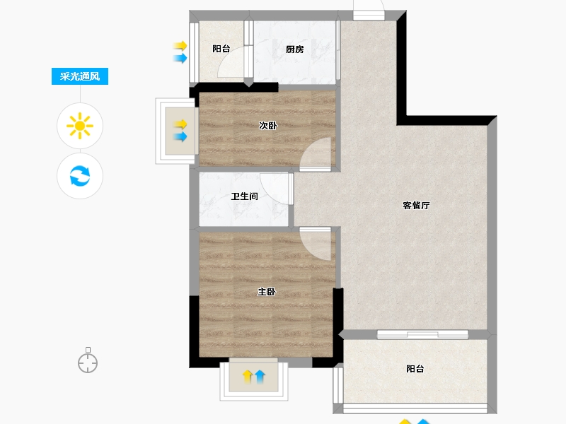 广东省-潮州市-朝晖华府-56.65-户型库-采光通风