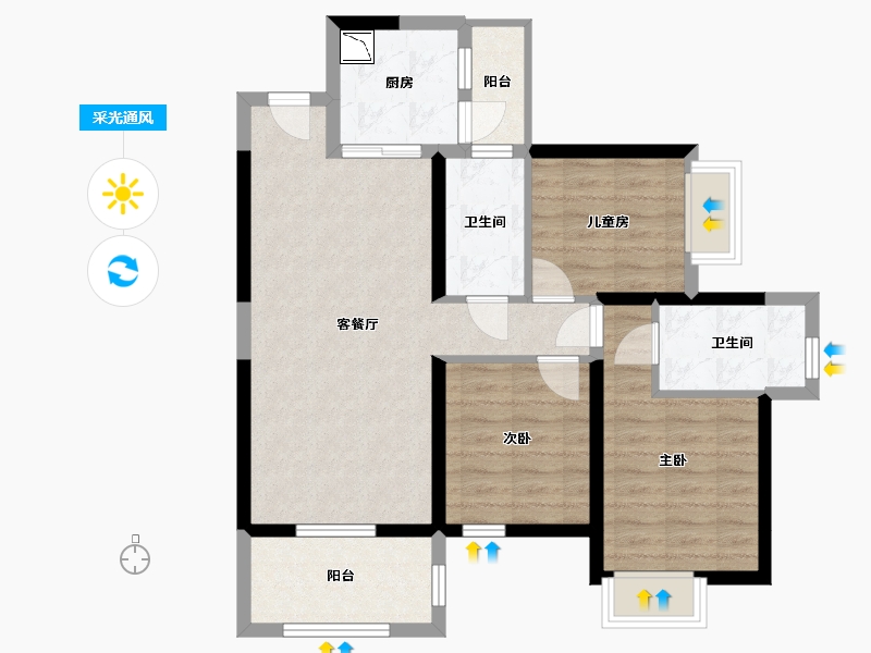 广西壮族自治区-南宁市-南宁宝能城-78.90-户型库-采光通风