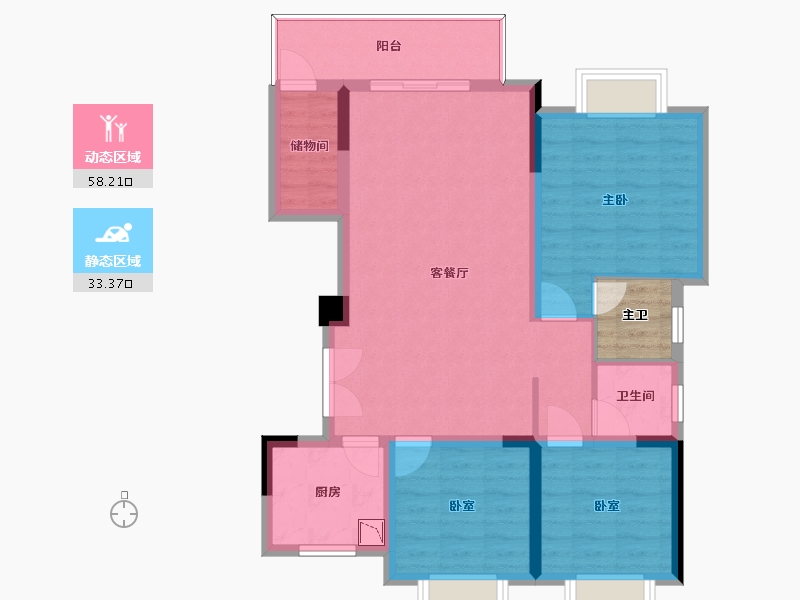 四川省-泸州市-华辰嘉园-84.61-户型库-动静分区