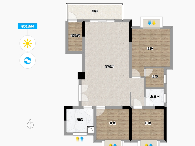 四川省-泸州市-华辰嘉园-84.61-户型库-采光通风