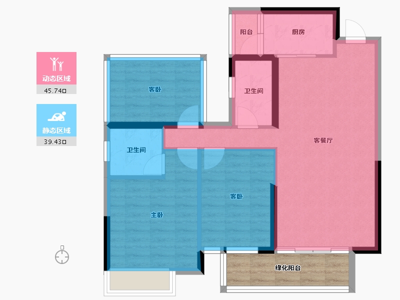 广西壮族自治区-南宁市-大和平华西茗城-82.62-户型库-动静分区