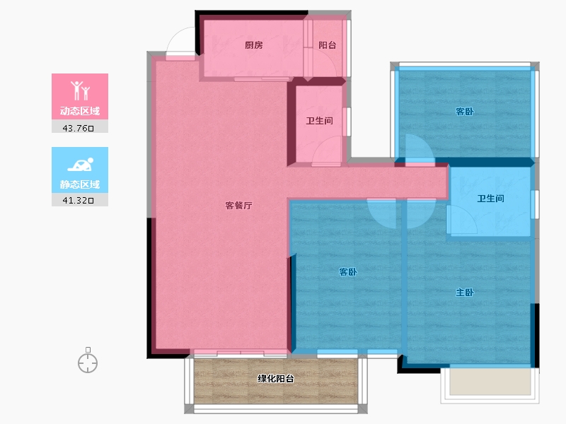 广西壮族自治区-南宁市-大和平华西茗城-82.25-户型库-动静分区