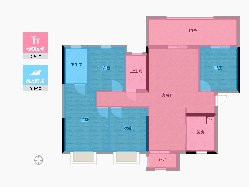 广西壮族自治区-南宁市-奥园瀚德棠悦府-101.21-户型库-动静分区