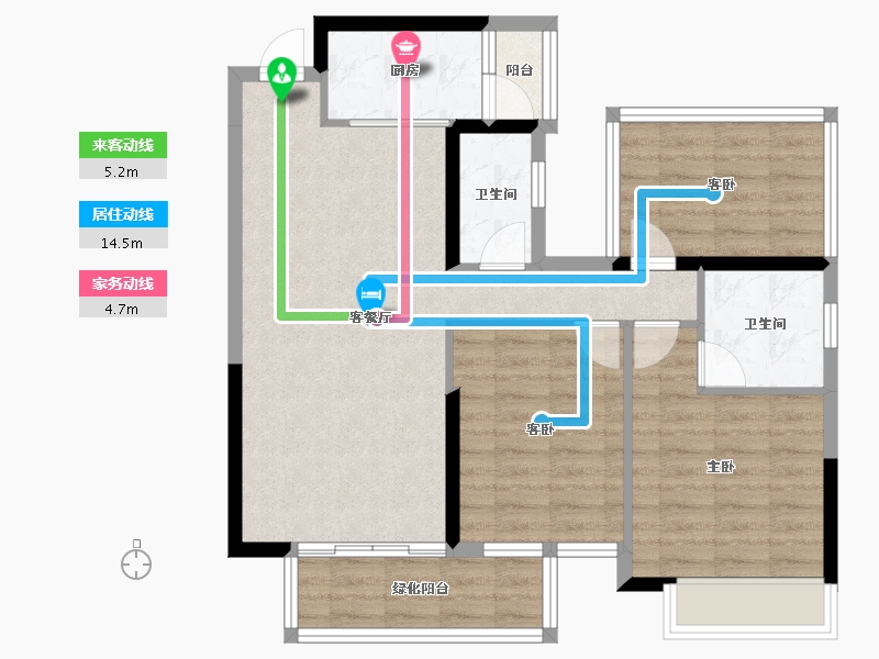 广西壮族自治区-南宁市-大和平华西茗城-82.12-户型库-动静线