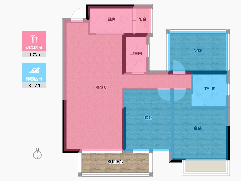 广西壮族自治区-南宁市-大和平华西茗城-82.12-户型库-动静分区