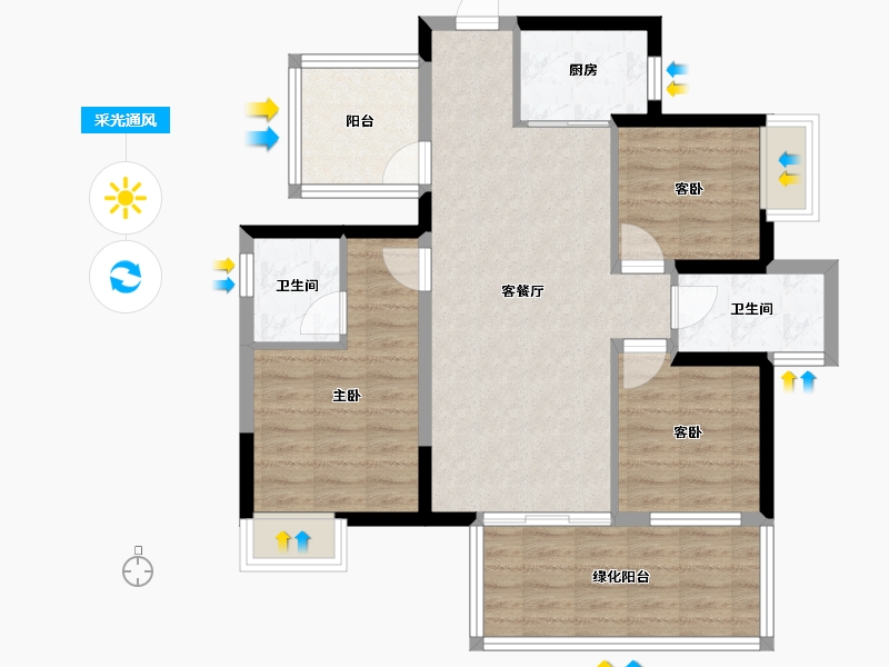 广西壮族自治区-南宁市-中建邕和府-81.46-户型库-采光通风