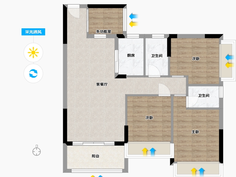 广东省-中山市-水韵名门-81.37-户型库-采光通风