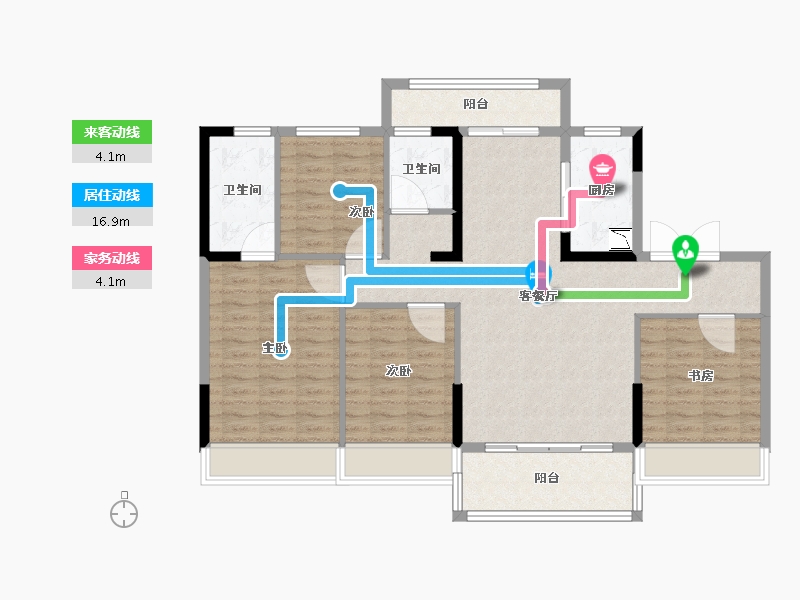 陕西省-西安市-碧桂园凤凰城-110.01-户型库-动静线