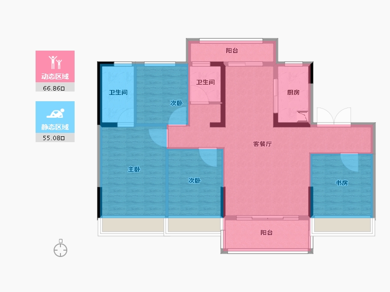 陕西省-西安市-碧桂园凤凰城-110.01-户型库-动静分区