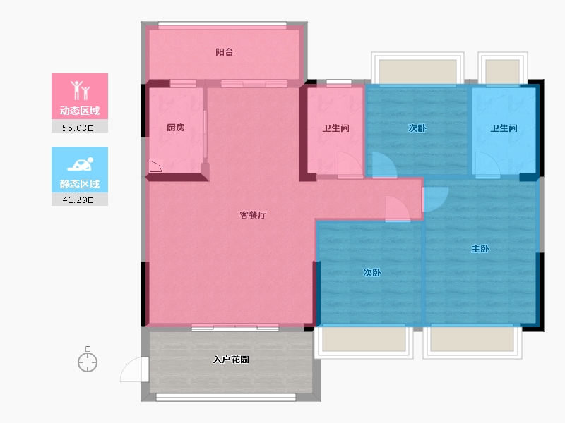 广东省-中山市-水韵名门-96.80-户型库-动静分区