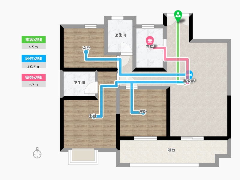 陕西省-西安市-世园大公馆-85.00-户型库-动静线