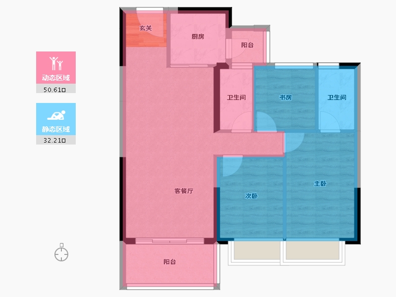 广东省-潮州市-碧桂园翰林府-74.31-户型库-动静分区