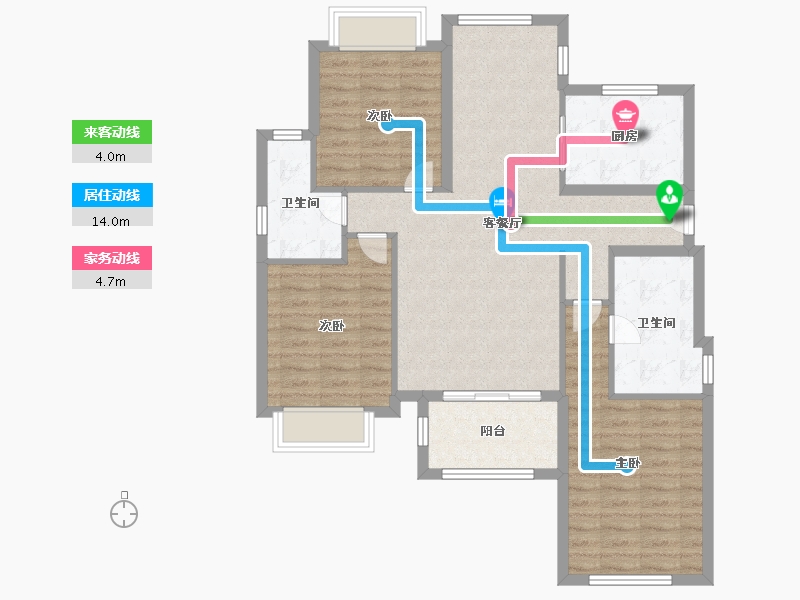 浙江省-杭州市-中兴御田清庭-96.00-户型库-动静线