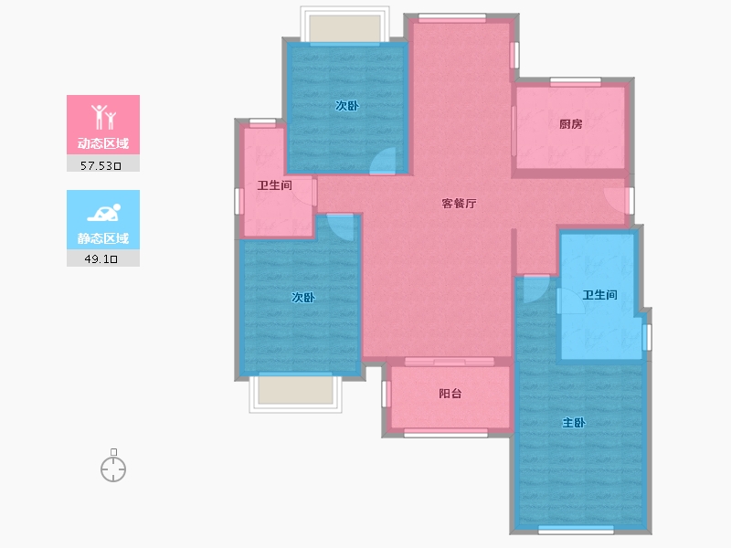 浙江省-杭州市-中兴御田清庭-96.00-户型库-动静分区