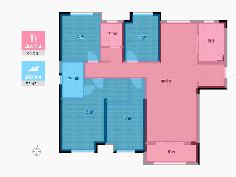 湖北省-武汉市-清能正荣府-105.16-户型库-动静分区