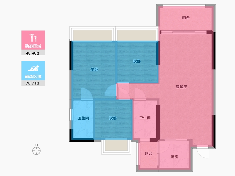 广东省-中山市-水韵名门-71.20-户型库-动静分区