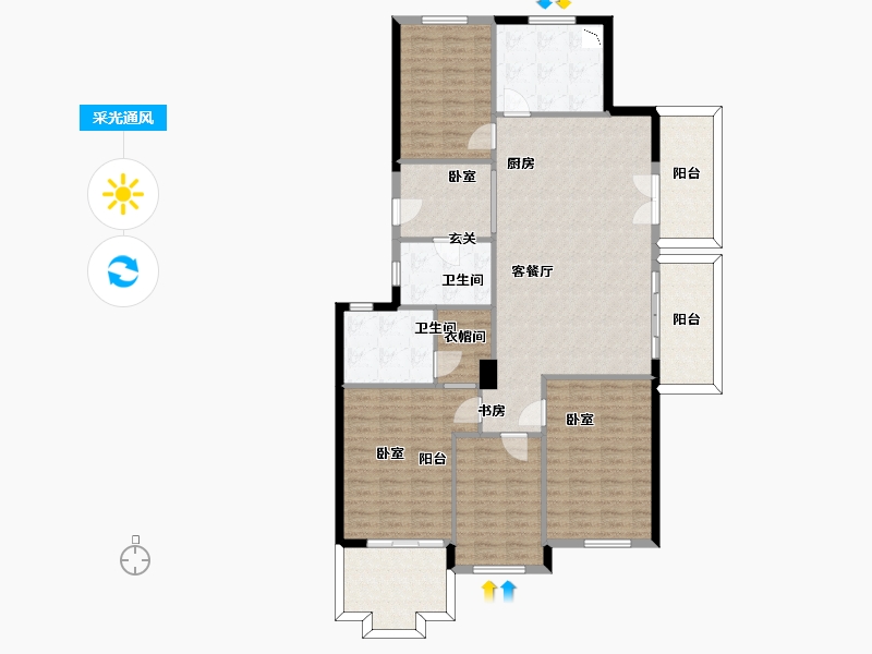 浙江省-杭州市-理想康城一品-141.34-户型库-采光通风