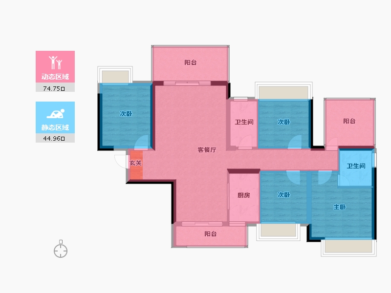 广西壮族自治区-南宁市-海蓝金钟府-108.00-户型库-动静分区