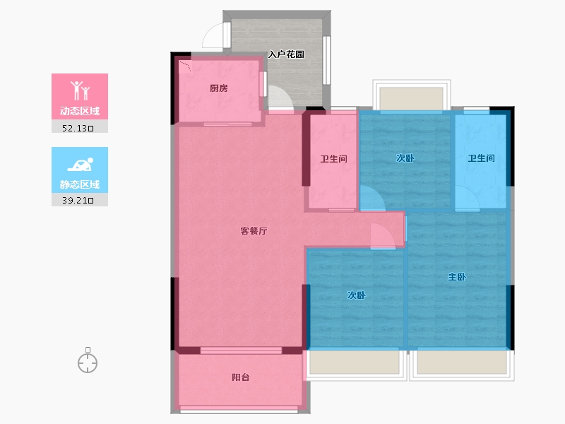 广东省-中山市-水韵名门-88.89-户型库-动静分区