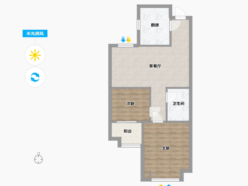 山东省-青岛市-中海国际社区-56.51-户型库-采光通风