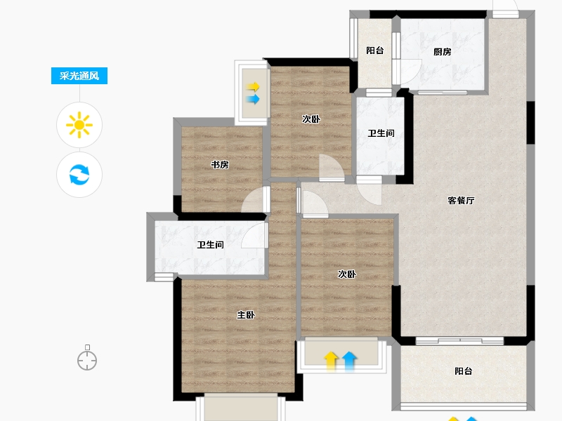 广东省-中山市-潮汇湾名苑-95.20-户型库-采光通风