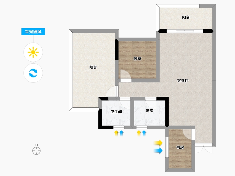 四川省-泸州市-华辰嘉园-73.52-户型库-采光通风