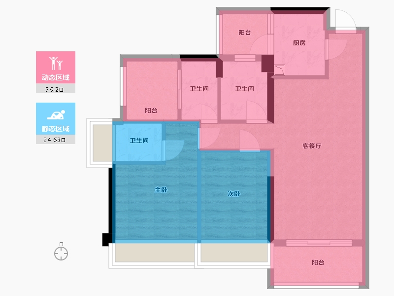 广东省-中山市-御景香江-71.61-户型库-动静分区