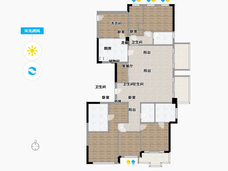 浙江省-杭州市-理想康城一品-198.44-户型库-采光通风