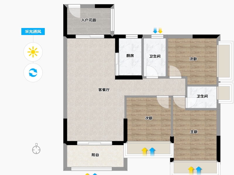 广东省-中山市-水韵名门-78.93-户型库-采光通风