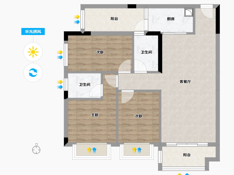 广西壮族自治区-南宁市-鑫邦华府-78.13-户型库-采光通风